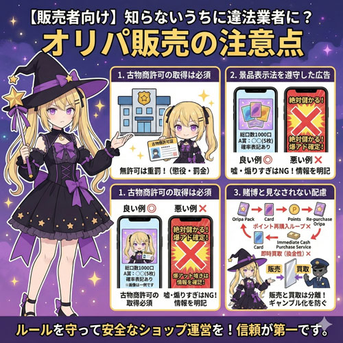 【販売者向け】知らないうちに違法業者に?オリパ販売の注意点