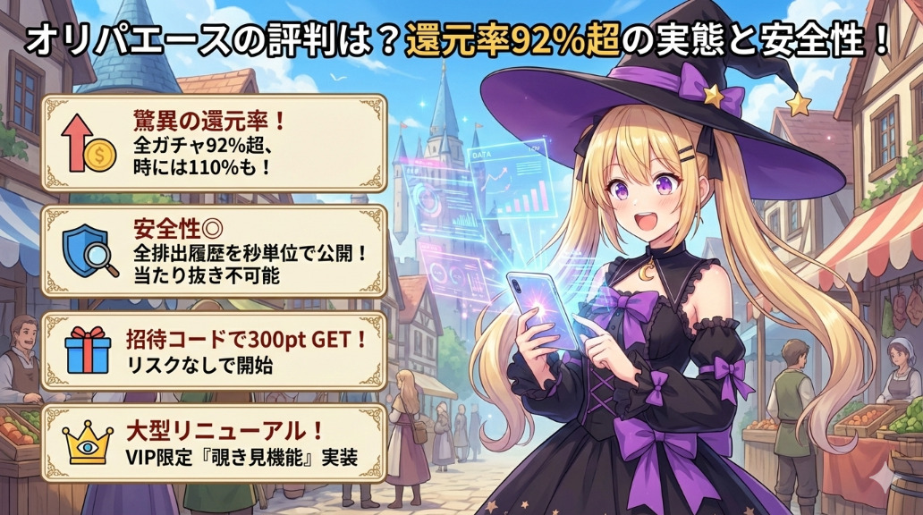 オリパエースの評判は？還元率92％超の実態と安全性を徹底調査！記事アイキャッチ画像