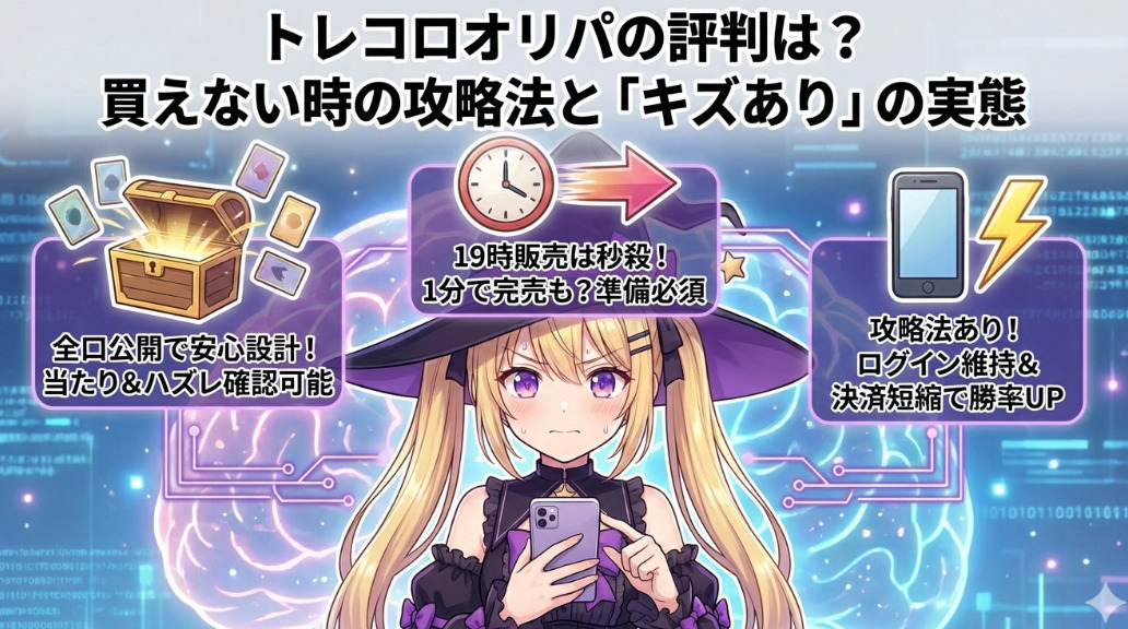 トレコロオリパ(トレドロ)の評判は?買えない時の攻略法と「キズあり」の実態記事アイキャッチ画像